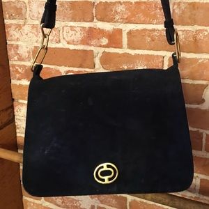 Vintage purse navy blue suede
